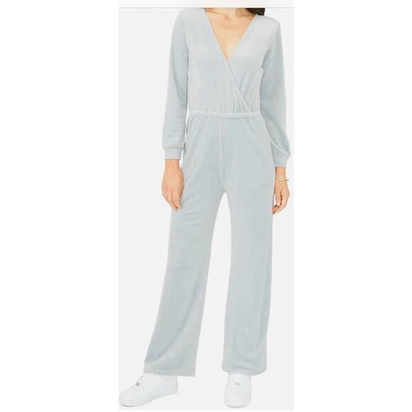 1. State jumpsuit velour long sleeve daytime gray size Large L - Picture 1 of 5